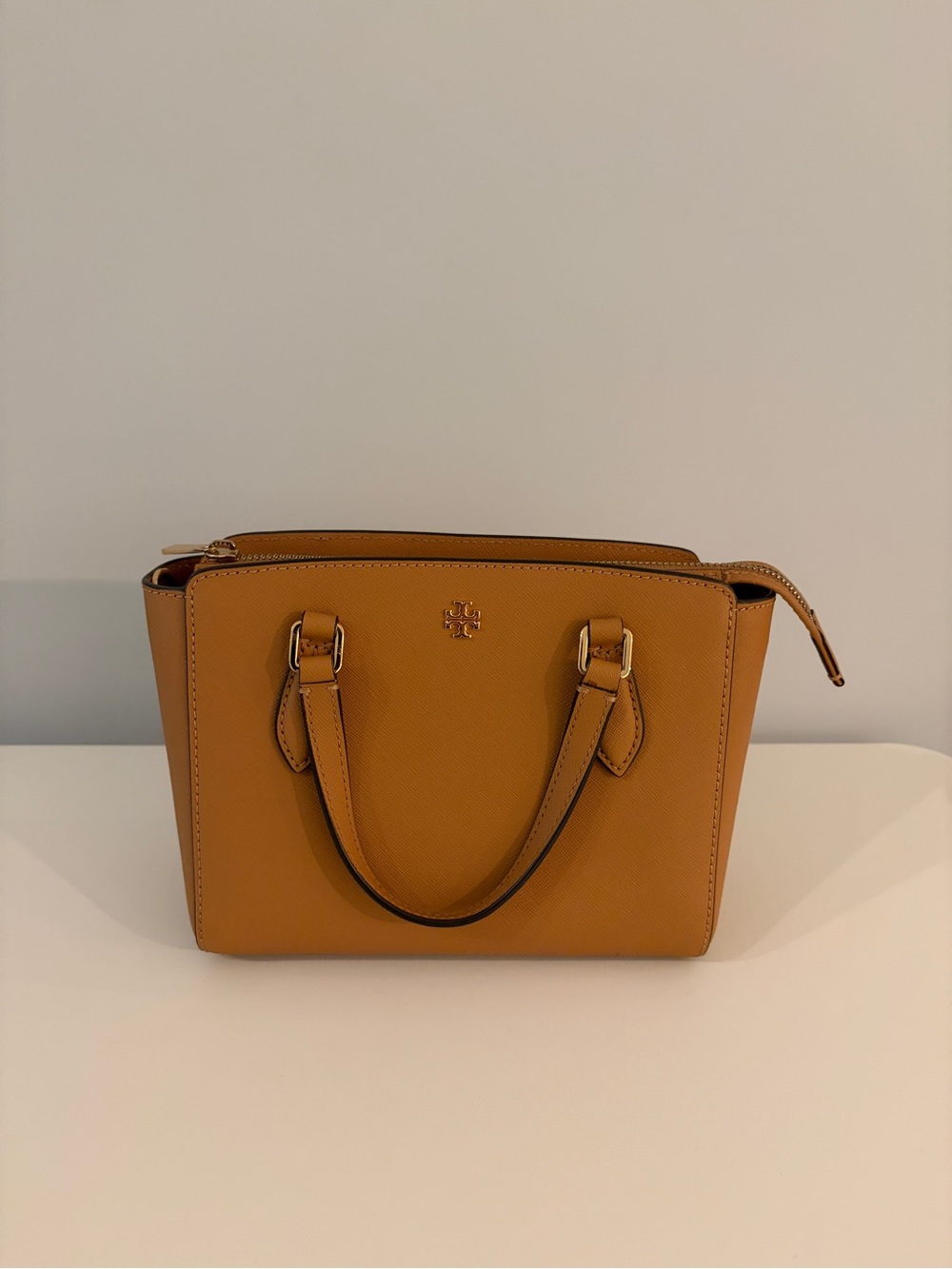 Tory Burch Emerson Mini Top Zip Tote Tan